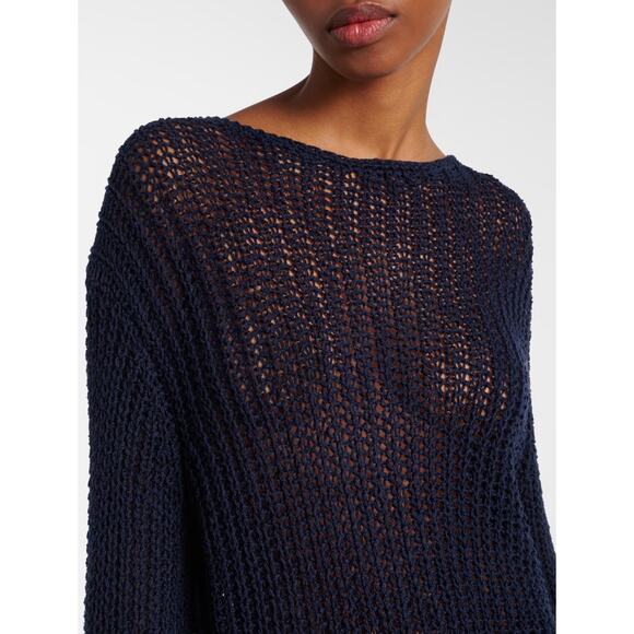 Khaite Elowen Open Knit Sweater in Navy S - Picture 3 of 5